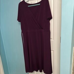 Amazon Blue and Black Flutter Sleeve Midi Dress